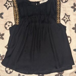 Elodie Black Blouse with Gold Accents